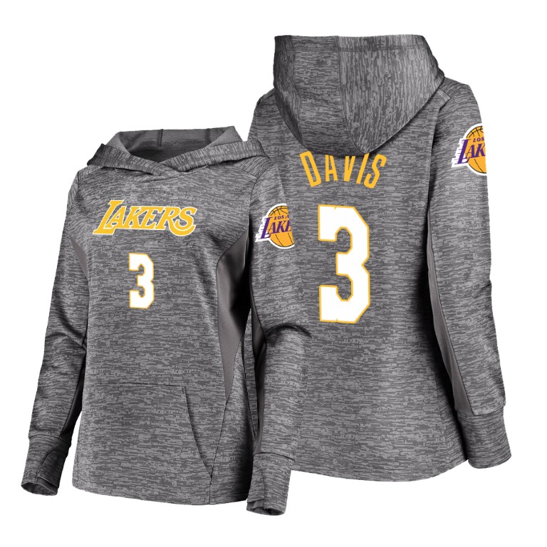 Women's Los Angeles Lakers Anthony Davis #3 NBA Showtime Pullover Team Logo Gray Basketball Hoodie DCA4783GS